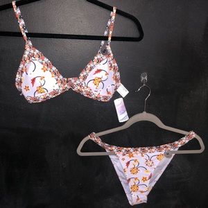 purple floral print bikini